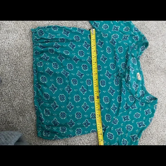 Hollister Teal Patterned Peasant Blouse Boho hippie festival - Picture 7 of 10